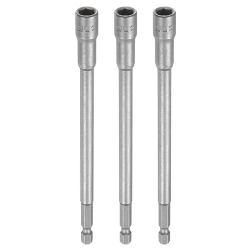 HARFINGTON 3pcs Nut Driver Drill Bit 8mm Metric Impact Socket 1/4" Hex Shank 6" (150mm) Extra Long Magnetic 6-Point Sockets Quick-Change CR-V Steel Bolt Setter for Power Drill Drivers