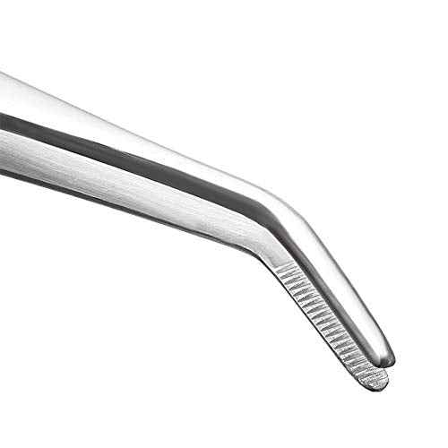 7 Inch Stainless Steel Tweezers with Curved Serrated Tip Multipurpose Forceps for Craft Repairing 2 Pack