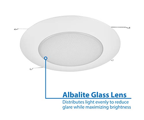 NICOR 6 Inch White Recessed Shower Trim with Albalite Lens - Model 17505
