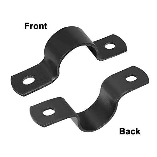 6 PCS 25MM Black U-Tube Strap Clamp, 2 Hole Stainless Steel Rigid Pipe Strap U-Bracket Clamp Hanger Tension Clips