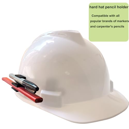 Hard Hat Accessory Clip - Injection-Molded PETG Pencil & Marker Holder, Elastic Slot Fits Milwaukee Markers, Heat-Resistant