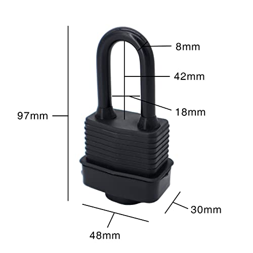 SafiSwords Waterproof Heavy Duty Padlocks Pack of 6 Keyed Alike 1-9/16 Inch Steel Locks