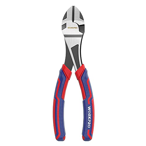 WORKPRO 7-Inch Diagonal Pliers CRV Steel Cutting Wires, Bi-material Handle