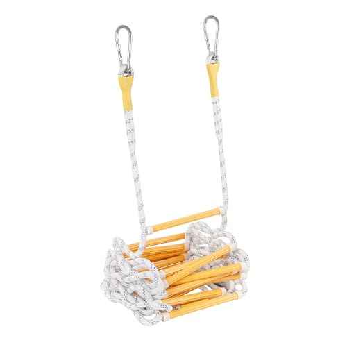 Emergency Fire Escape Ladder Flame Resistant Safety Extension Rope with 2 Hooks, 2 Story Homes Reusable Compact Portable External Ladder (2 M / 6.6 FT)
