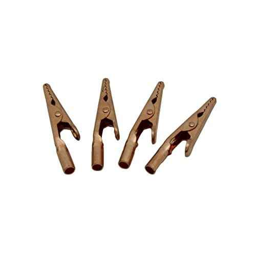Solid Copper Alligator Clips 4pc 2-inch Crocodile Jaw Soldering Heat Sink & DIY Electronics Test Clip Wire Connector Rated for 10 Amps (10a) & Up To 10 ga (10 awg) Wire