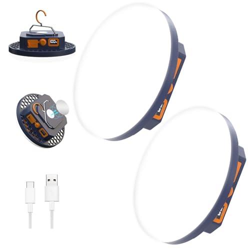 Iodoo 2pcs 10000mAh Rechargeable Camping Tent Light 3000LM White