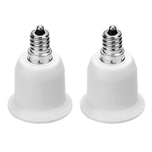 2-Pack E12 to E26 Light Socket Adapter - Universal Candelabra to Medium Base Converter