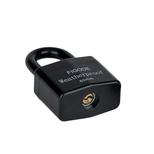 FIGODE¢ç Outdoor Waterproof Padlock, Large Heavy Duty Sturdy Covered Laminated Steel Keyed Lock, 2.2 in. Wide
