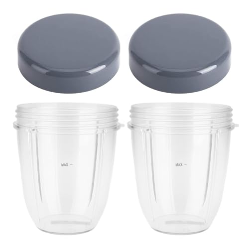 DRELD 18oz NutriBullet Replacement Cup with Lid – 2 Pack for 600W/900W Blenders