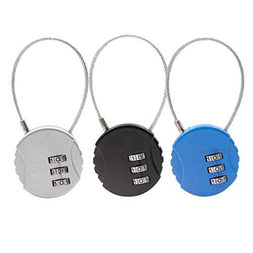 3 PCS 3-Digit Combination Lock Gym Locker Lock Waterproof Outdoor Mini Wire Rope Combination Padlock for Zippers, Backpacks, Trolley Cases, Gym Lockers, Fence