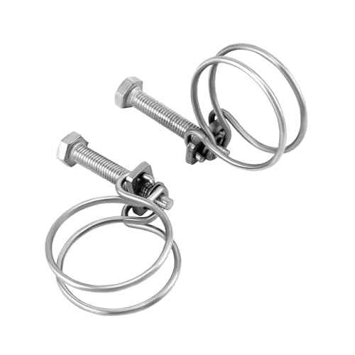 QWORK Heavy-Duty 1-1/2 Inch Double Wire Hose Clamp with Bolt ? 304 Stainless Steel 10 Pack, Leak-Proof and Corrosion-Resistant for Secure Hose Connection
