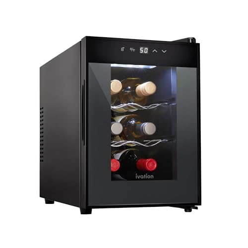 Ivation 6 Bottle Black Thermoelectric Wine Cooler & Chiller with Digital Temp