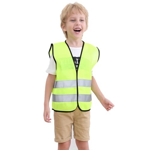 TopTie 10 Pack Kids Safety Reflective Vests, High Vis Construction Vest with Elastic Waistband