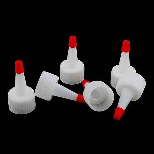 DGZZI 30PCS Squeeze Red Tip Caps Bottle Cone-Shaped Red Cap (24/410) Yorker Dispensing Cap with Red Seal Replacement Caps Twist Top Caps for Glue Plastic Bottles