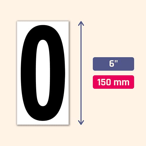 TownStix 6 x 3 Inch Black Vinyl Number Stickers 40 pcs Waterproof Indoor Outdoor