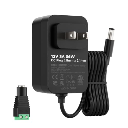 BTF-LIGHTING 12V 36W Power Supply Adapter ETL Listed, Class 2 - Variation 36 Watts