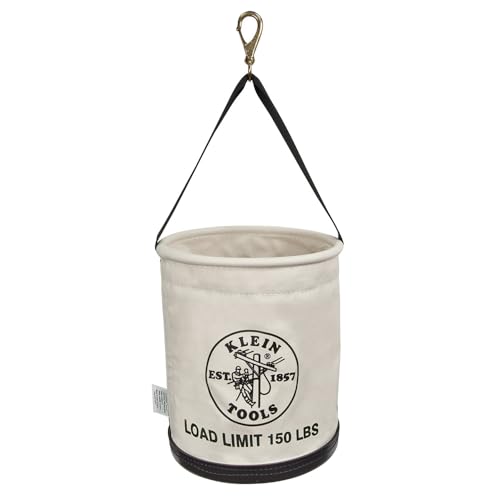 Klein Tools 5109SLR Canvas Tool Bucket with Plastic Bottom, 150 lb Load