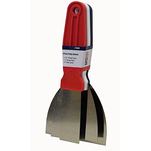 Warner Manufacturing 10829A DIY Flex Putty Knife, New Knive, Red/White/Blue, NEW! 3-Pack (1-1/4", 3" & 4")