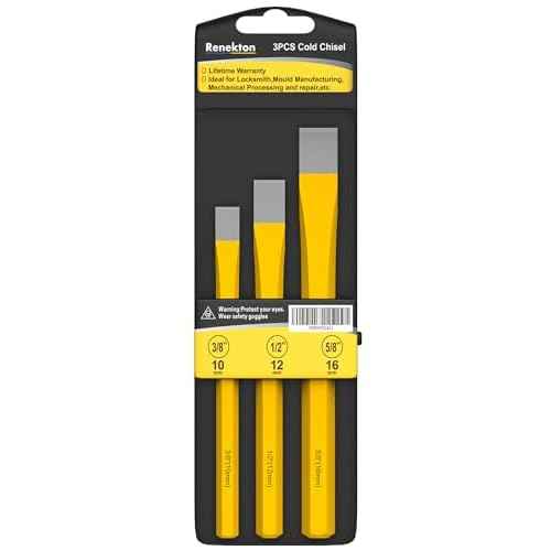 Renekton Heavy Duty Cold Chisels Set, 3/8 in, 1/2 in, 5/8 in, CR-V Steel, For Cutting Rivets, Rods and Bolts, Removing Slag£¬3 Piece