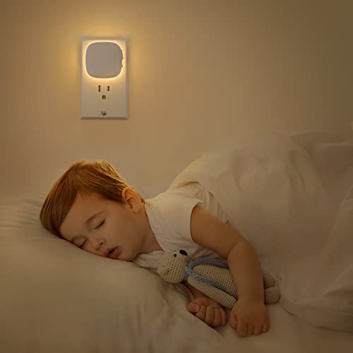 AUVON Warm White Plug-in LED Night Light with Motion & Dusk to Dawn Sensor 2-Pack