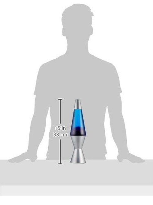 14.5-Inch Silver Base Lava Lamp with Purple Wax in Blue Liquid - 2118