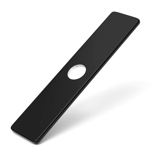 Greenspring Matte Black 10 Inch Faucet Deck Plate for 2-3 Hole Sinks - Right Angled Edge