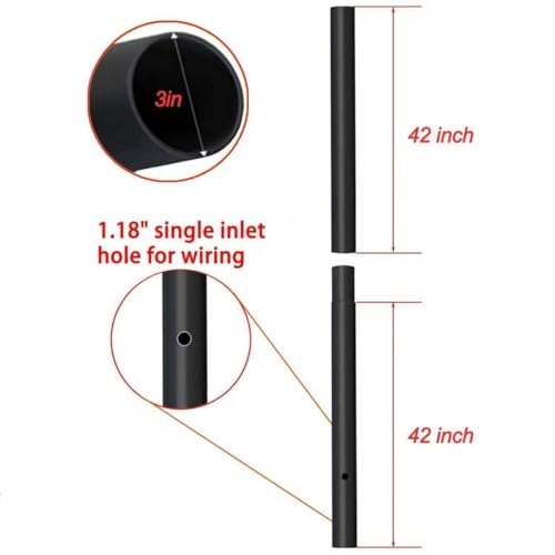 3" x 84" Outdoor Light Post - Mailbox Pole Pillar Accessories Black Cast for Exterior House Porch Courtyard Lawn