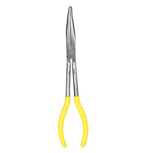 11 Inch Long Reach Long Nose Pliers | Designed for Mechanics, Technicians, and Contractors | Work with Delicate or Difficult-to-Reach Pieces | Milled-Jaws | Steel ¡°45 Degree Bent Nose Plier