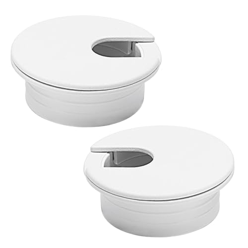 EASYEAH White Desk Grommet Set 1-3/8 Inch (35mm) Cable Hole Cover - 2 Pack
