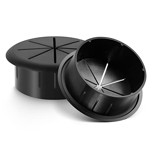 HYCC 2 Inch Black Desk Grommet Pack of 5 - Flexible Cable Hole Cover for Organizing Wires