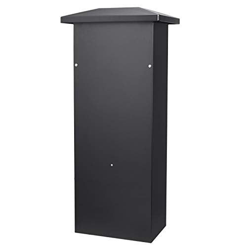 Winbest Steel Freestanding Floor Lockable Drop Slot Mail Box with Parcel Compartment, Black