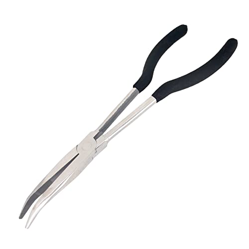 1 Piece 11 Inch Long Reach Pliers Set - Long Needle Nose Pliers Sets - 25, Degree Angle Designed for Mechanics, Technicians, and Contractors Milled-Jaws Steel