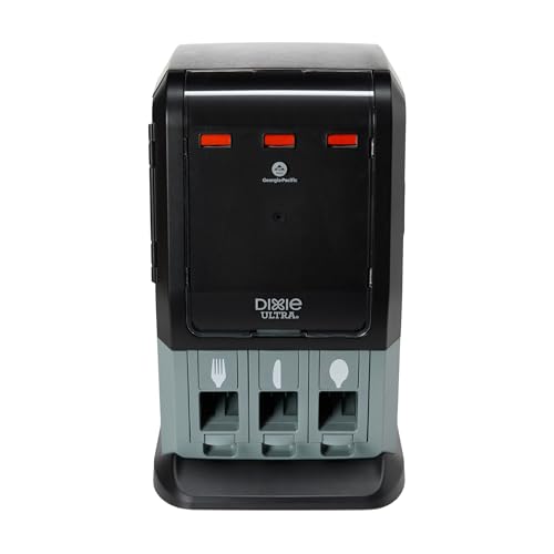 Dixie Ultra SmartStock Mini Tri-Tower Cutlery Dispenser, 195 Utensils, Black