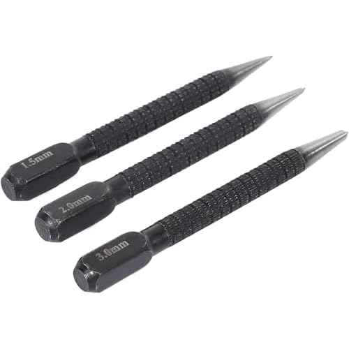 3Pcs 10cm Black High-Carbon Steel Center Punch Set Non Center Punch for Alloy Steel Metal Wood Marking Drilling Tool Center Punches Punches Hand Tools, Center Punches