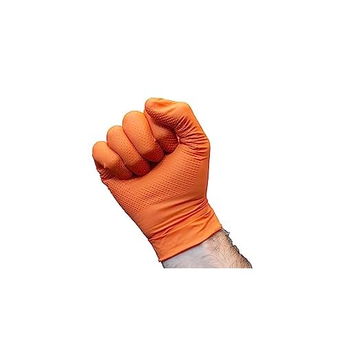 CHAMPION Nitrile Orange Gloves, 8 Mil, Industrial Strength, Automotive & Mechanic Gloves