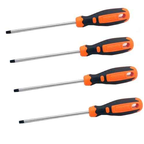 4-Piece T15 T20 T25 T30 Torx Screwdriver Set, 150 mm Magnetic Torx Driver Star Bit Screwdriver for Computer Repair, Automotive Tools and Home Appliances