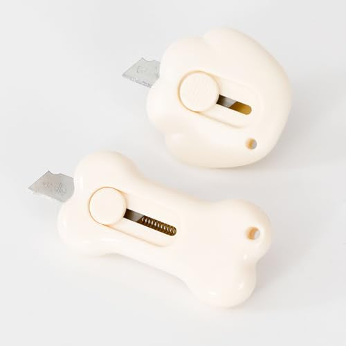 Mini Retractable Box Cutter Opener Bones and Cat PAWS kawaii for women box cutter mini cute box cutter cat paw Courier knives for Office, Home, Arts Crafts, Cartons, Cardboard, Paper