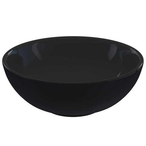 vidaXL Wash Basin Gloss Black Ø11.0x3.9 Ceramic
