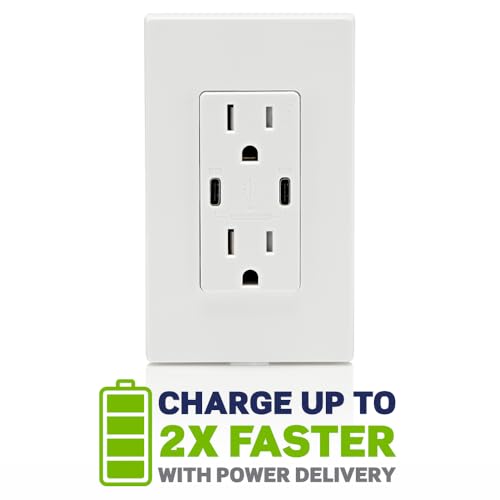 Leviton 30W USB Type-C/C Power Delivery In-Wall Charger - White, Pack of 1