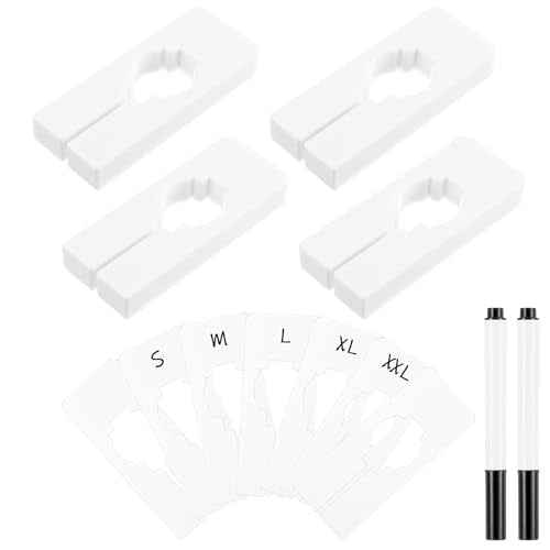 100 Pcs Plastic Closet Dividers for Hanging Clothes, Rectangular White Plastic Closet Dividers with 2 Pcs Bonus Marker, Writable and Reusable for Sorting Clothing Size, Color, Size (1.97 x 4.92 in)
