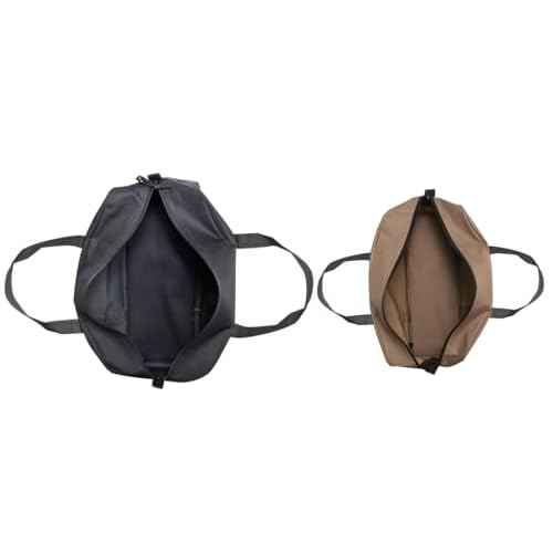 Custom Leathercraft1107 2 Pack Medium and Large Utility Tote Bag Combo,Black/Beige