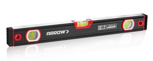 Arrow 16-Inch Magnetic Torpedo Level – 4-MMagnet, V-Groove, Aluminum Frame (Single Level 16")