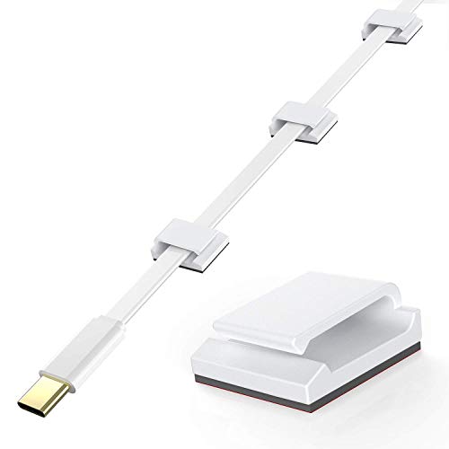 AGPTEK White Flat Ethernet Cable Clips - 100 pcs Adhesive Wire Organizer
