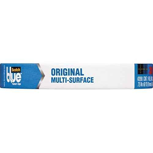 3M Scotch-Blue 2090 Safe-Release Crepe Paper Multi-Surfaces Painters Masking Tape, 27 lbs/in Tensile Strength, 60 yds Length x 3/4" Width, Blue