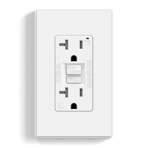 ELEGRP GFCI Outlet 20 Amp, Self-Test GFI Electrical Outlet with Thinner Design, TR Tamper Resistant GFCI Receptacle, Ground Fault Circuit Interrupters with Wall Plate, UL Listed, Matte White, 1 Pack