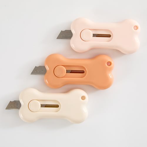 Mini Retractable Box Cutter Opener Bones and Cat PAWS kawaii for women box cutter mini cute box cutter cat paw Courier knives for Office, Home, Arts Crafts, Cartons, Cardboard, Paper