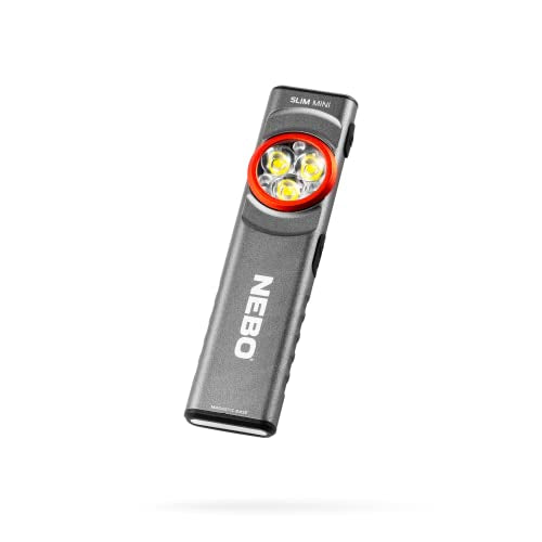 NEBO SLIM Mini Rechargeable Pocket Light Gray 250 Lumens, Water-Resistant EDC Flashlight