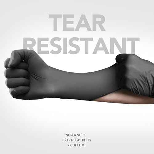 Nitrile Disposable Gloves, 4.5 Mil Black Powder-Free Latex-Free Food-Safe Glove for Exam, Tattoo, Food Prep, 100 Pcs
