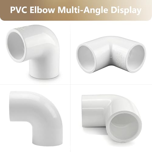 Lesso 10 Pack 3/4 Inch 2-Way 90 Degree PVC Elbow Fittings for Plumbing & DIY Projects
