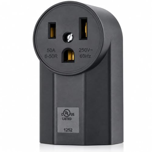 NEMA 6-50R Receptacle 2-Pole 3-Wire Surface Mount 250V 50A UL Listed – Black (NEMA 6-50R) micmi